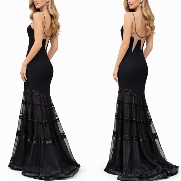 Max Azria Couture Black Illusion Mermaid Gown – Elegant Evening Statement - Picture 13 of 16